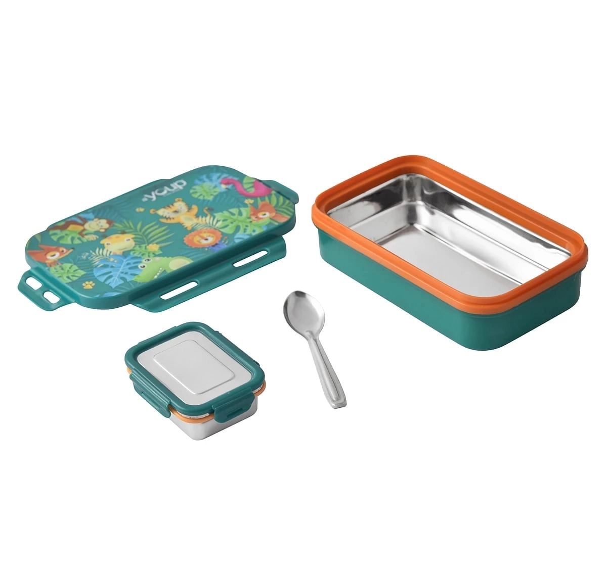 Youp Stainless Steel Kids Lunch Box Intervel Multicolour 3Y+ Assorted 