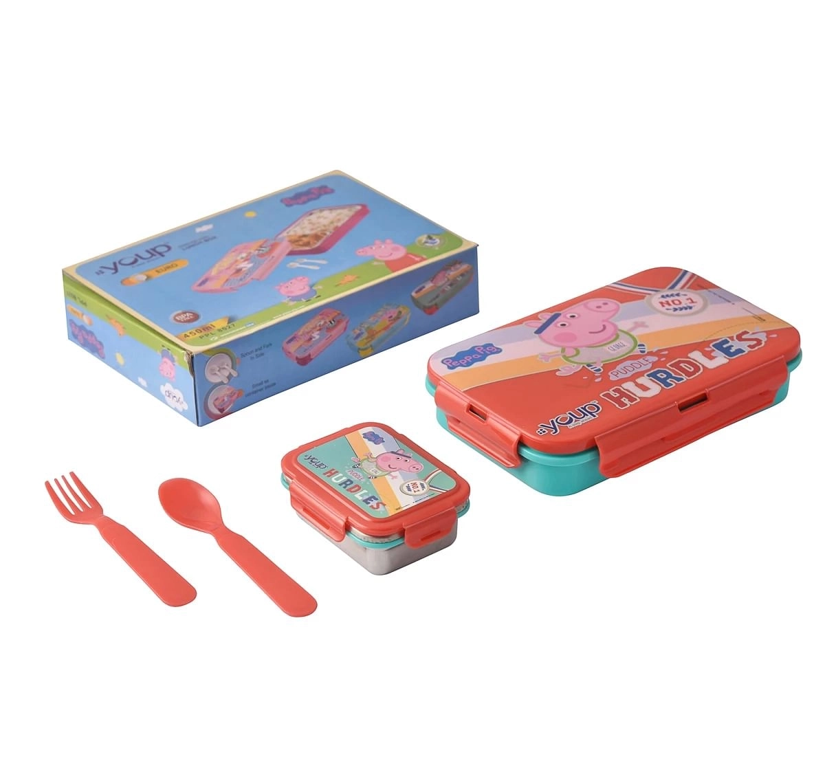 Youp Stainless Steel Peppa Pig Kids Lunch Box Multicolour 3Y+ Assorted 