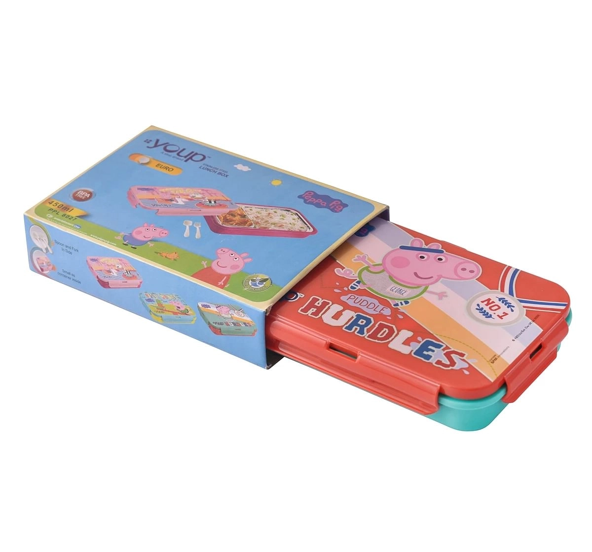 Youp Stainless Steel Peppa Pig Kids Lunch Box Multicolour 3Y+ Assorted 