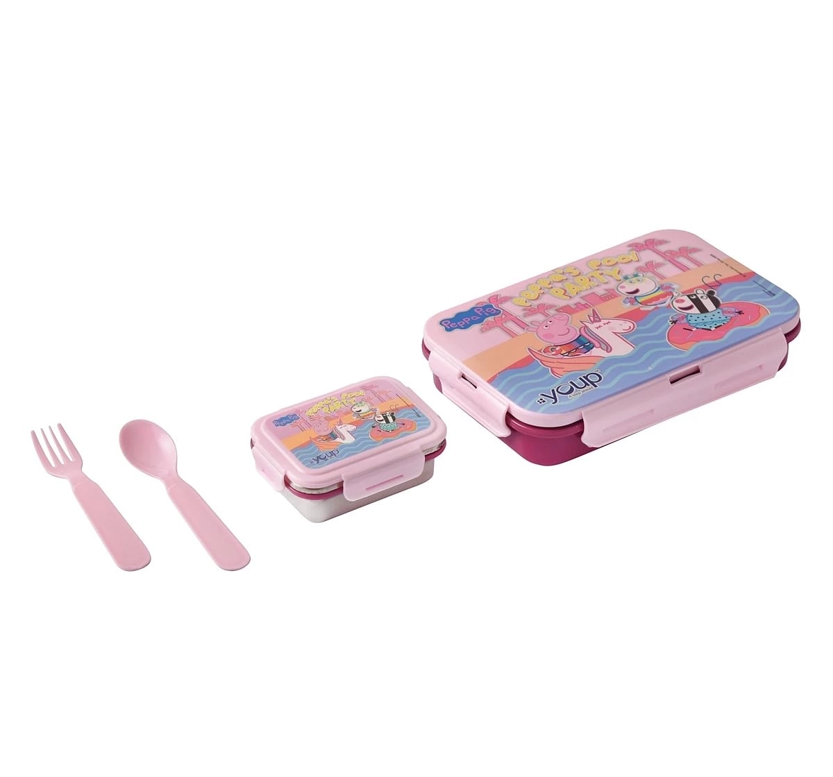 Youp Stainless Steel Peppa Pig Kids Lunch Box Multicolour 3Y+ Assorted 