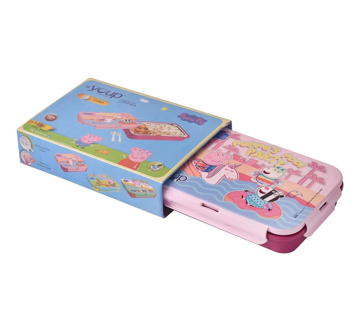 Youp Stainless Steel Peppa Pig Kids Lunch Box Multicolour 3Y+ Assorted 