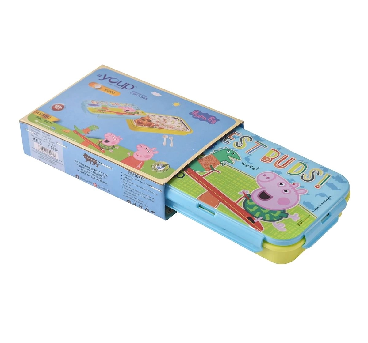 Youp Stainless Steel Peppa Pig Kids Lunch Box Multicolour 3Y+ Assorted 