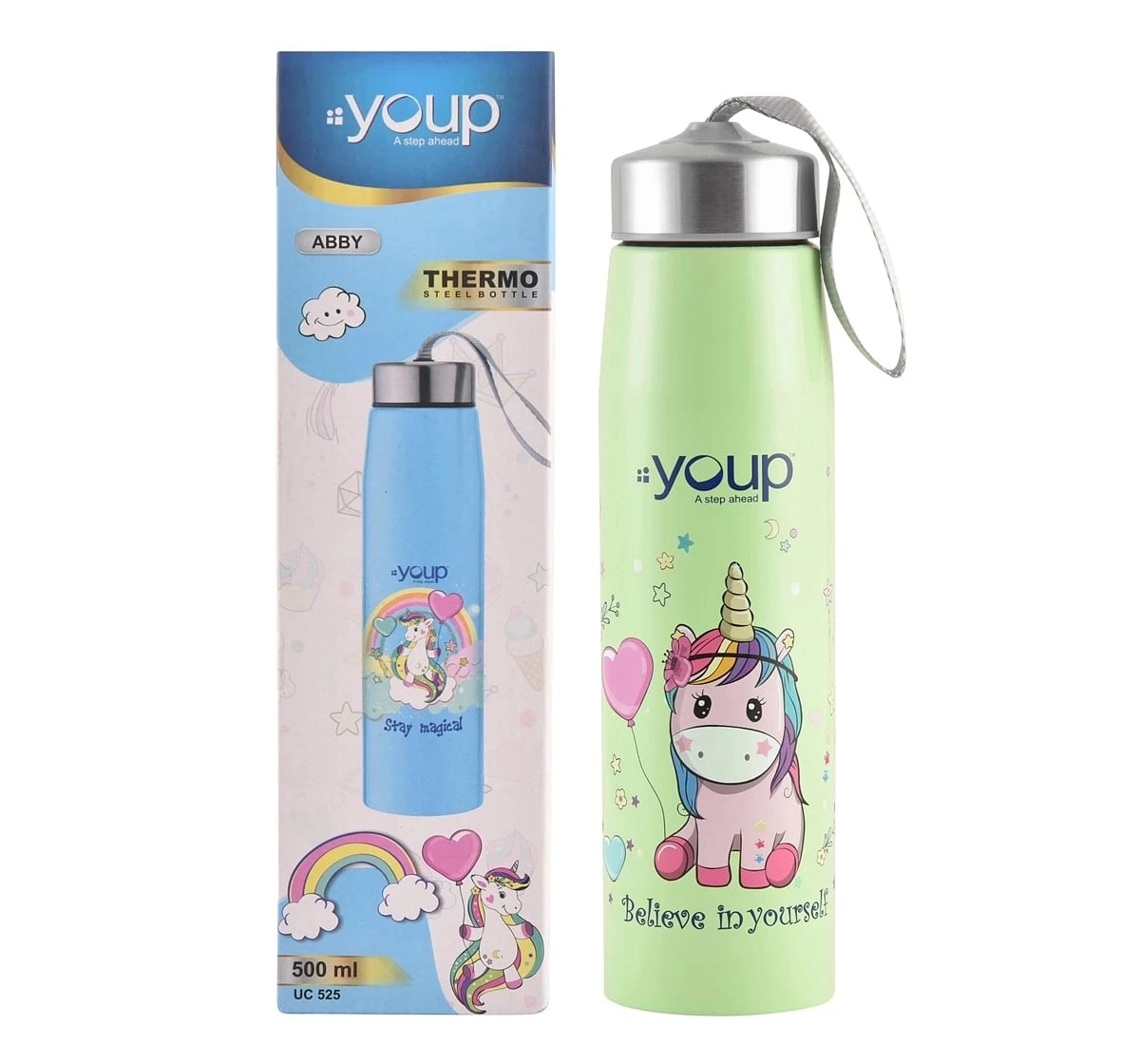Youp Thermosteel Unicorn Kids Insulated Water Bottle Abby Multicolour 3Y+ Assorted 