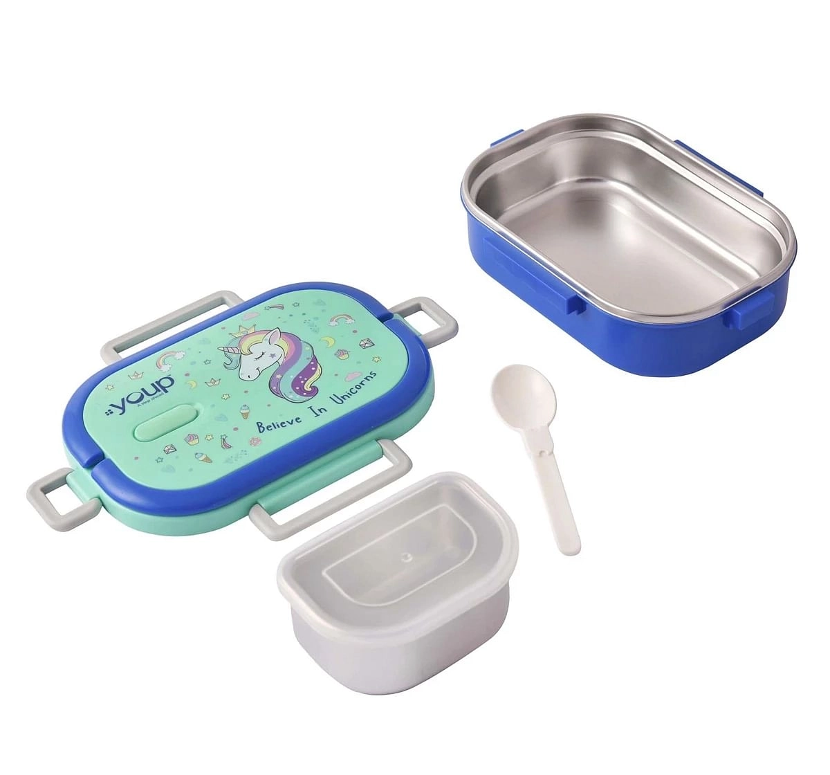 Youp Stainless Steel Unicorn Kids Lunch Box Carry Multicolour 3Y+ Assorted 