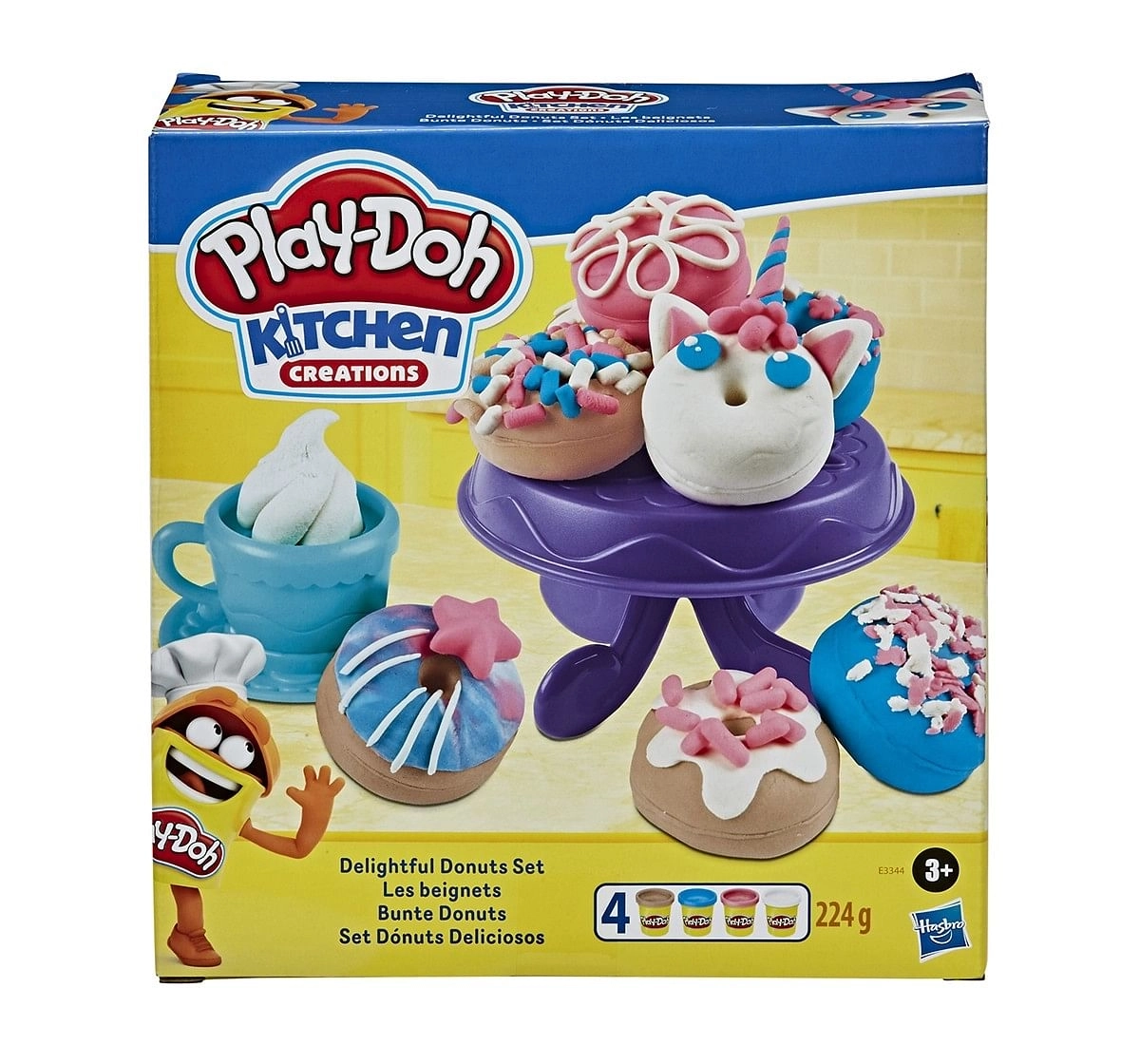 Play-Doh Kitchen Creations Delightful Donuts Set with 4 Colors Clay & Dough for Kids age 3Y+ 