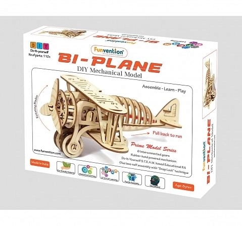 Funvention Bi-Plane - Diy Mechanical Model (Prime Series) Stem for Kids Age 8Y+