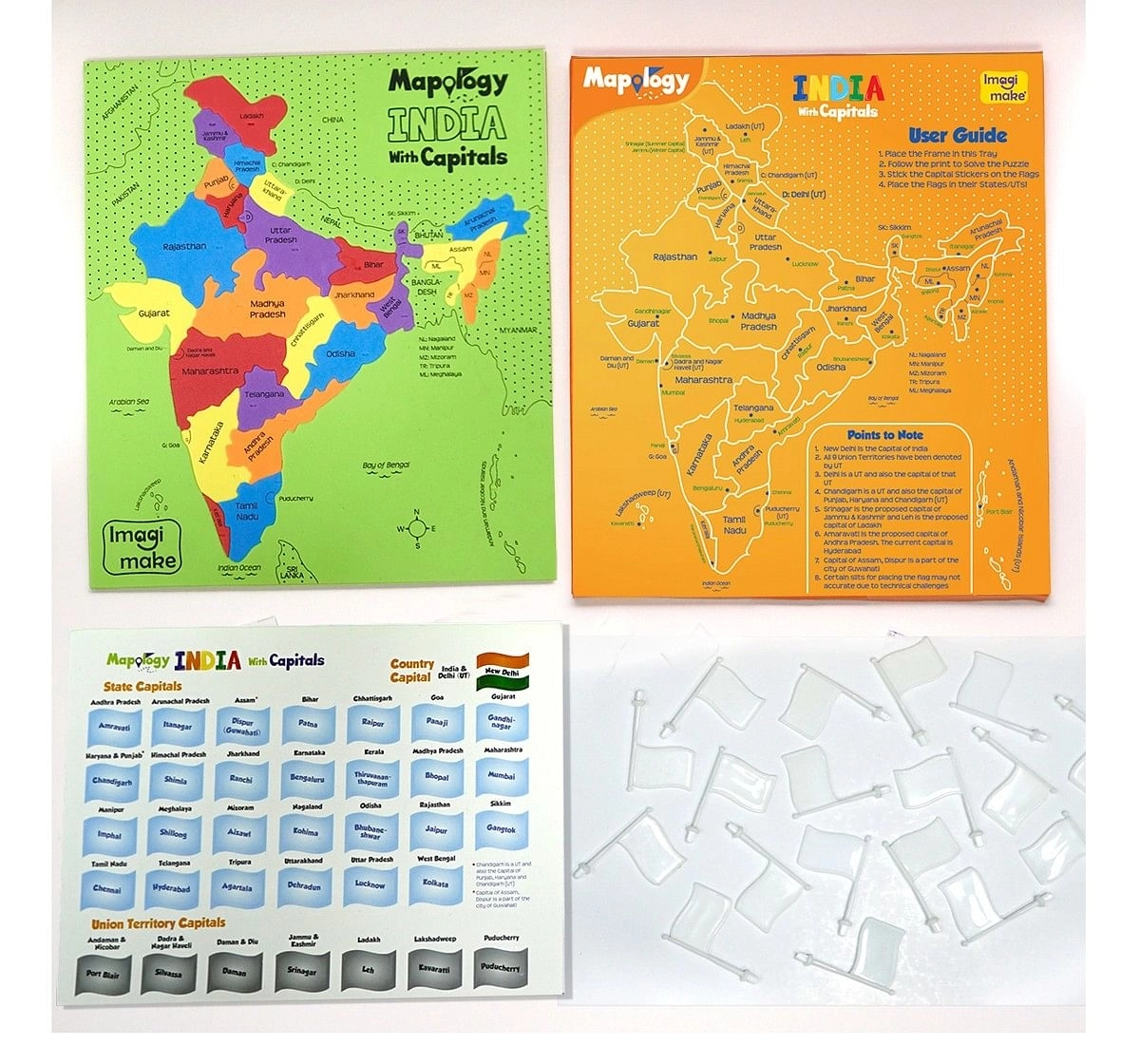 Imagimake Mapology India States Capitals for Kids, 5Y+(Multicolor)