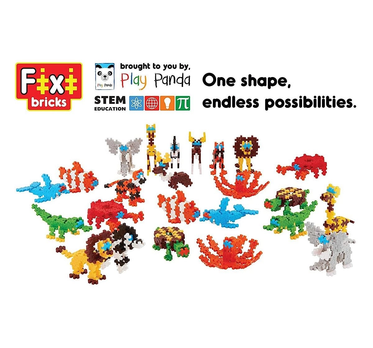 Play Panda Fixi Bricks Aqua Tube 3 Crocodile And Crab With 120 Pcs, Detailed Assembly Instructions And Storage Tube Small Parts (Age 799 Yrs),  6Y+ (Multicolor)