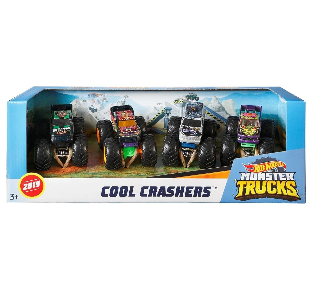 Hot Wheels Monster Trucks 1:64 Scale Die Cast 4 Pack , Unisex, 6Y+(Multicolor), Assorted