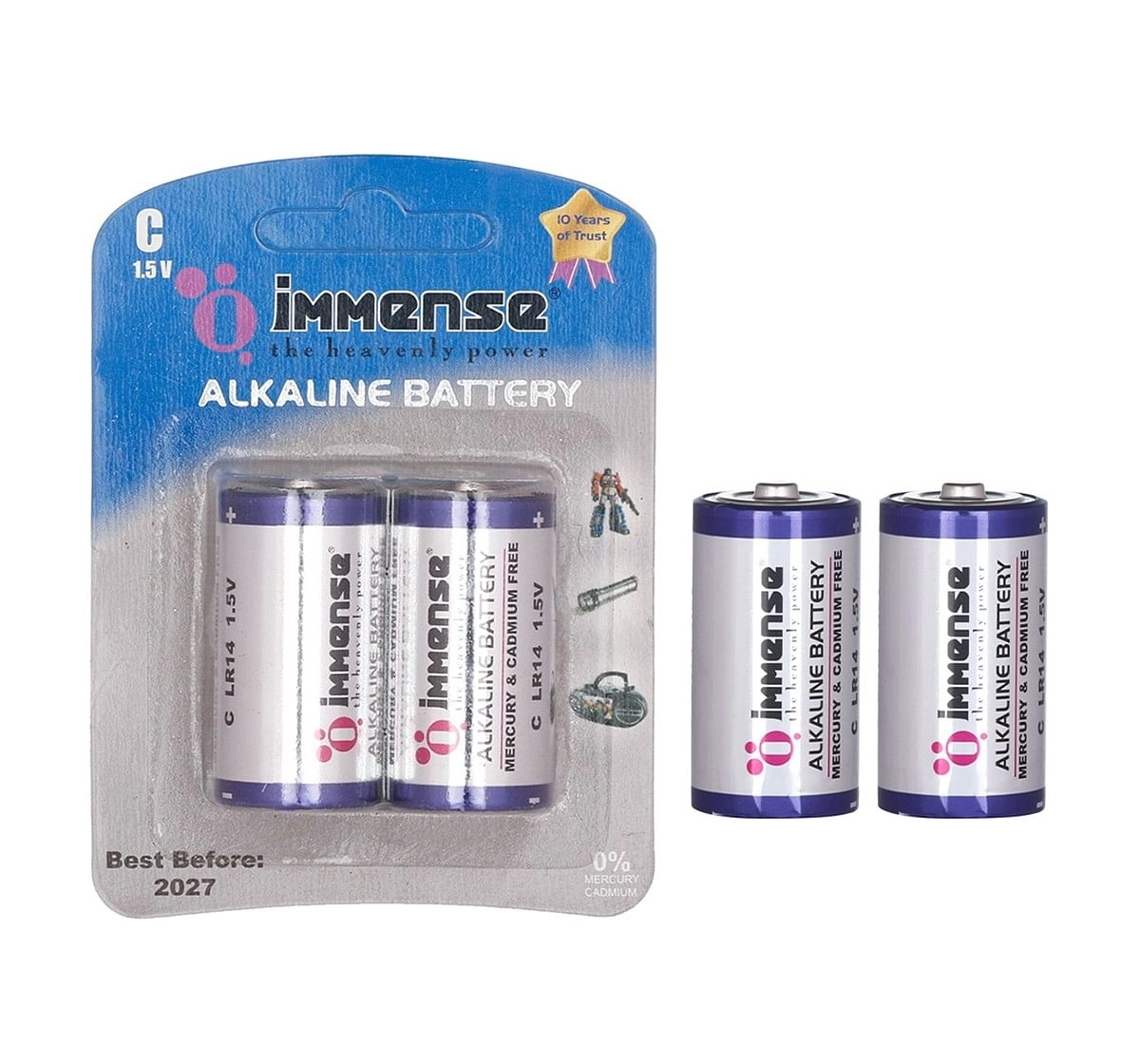 Immense C Type Alkaline battery Pack of 2, 3Y+