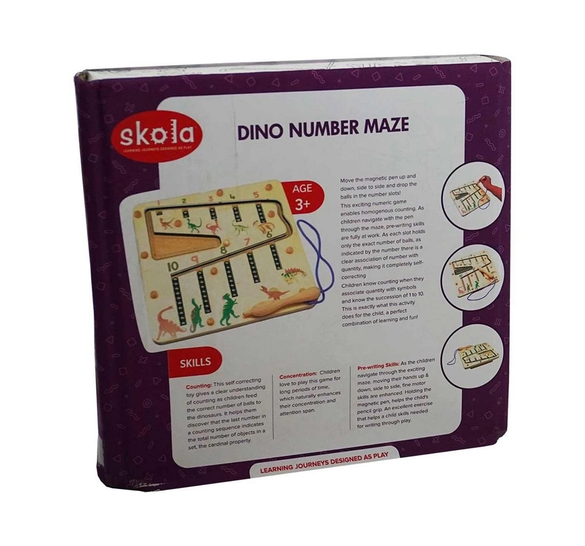 Skola Toys Dinosaur Number Maze Wooden for Kids age 4Y+ 