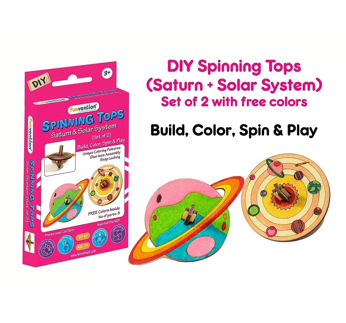 Funvention  DIY Spinning Top Kits Solar System & Saturn Science Kits for Kids age 3Y+ 