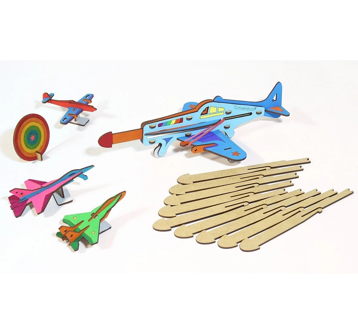 Funvention  DIY Shooter Plane with 3 Target Planes STEM for Kids age 5Y+ 