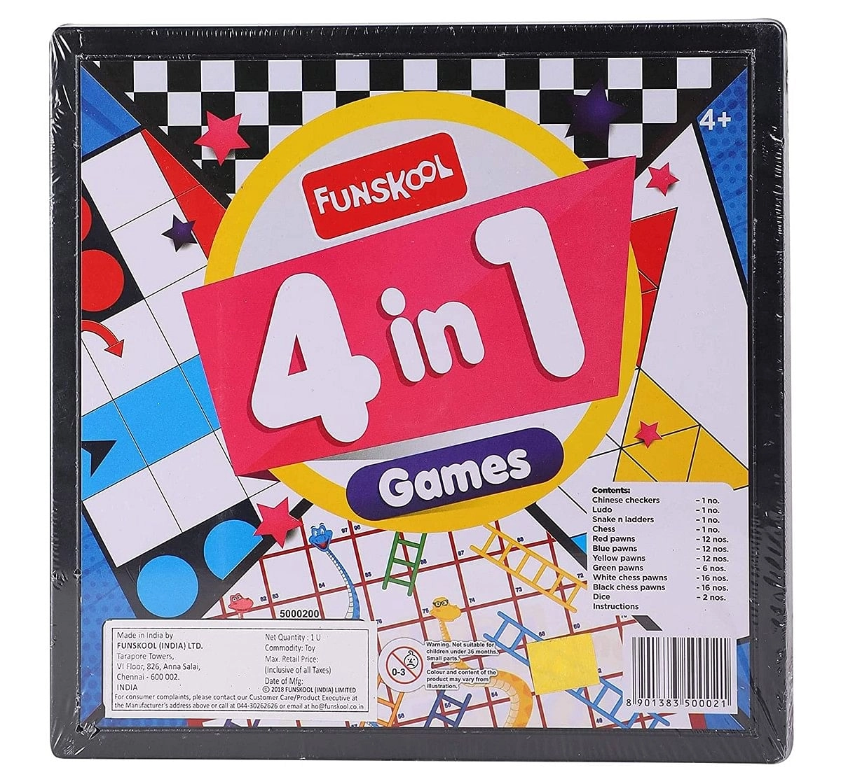 Funskool Travel 4In1 Game 5000200,  3Y+ (Multicolor)