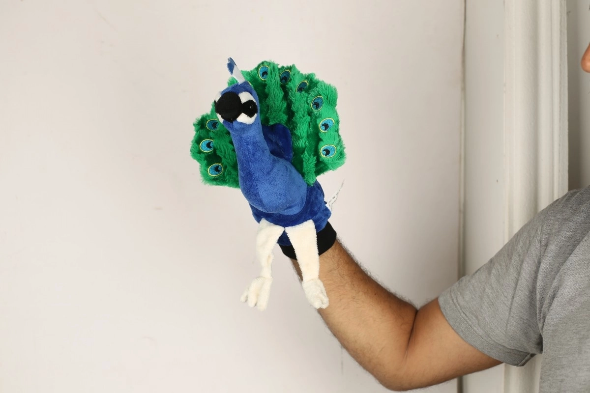 Softbuddies Peacock Puppet Soft Toys For Kids, 3M+, Multicolour