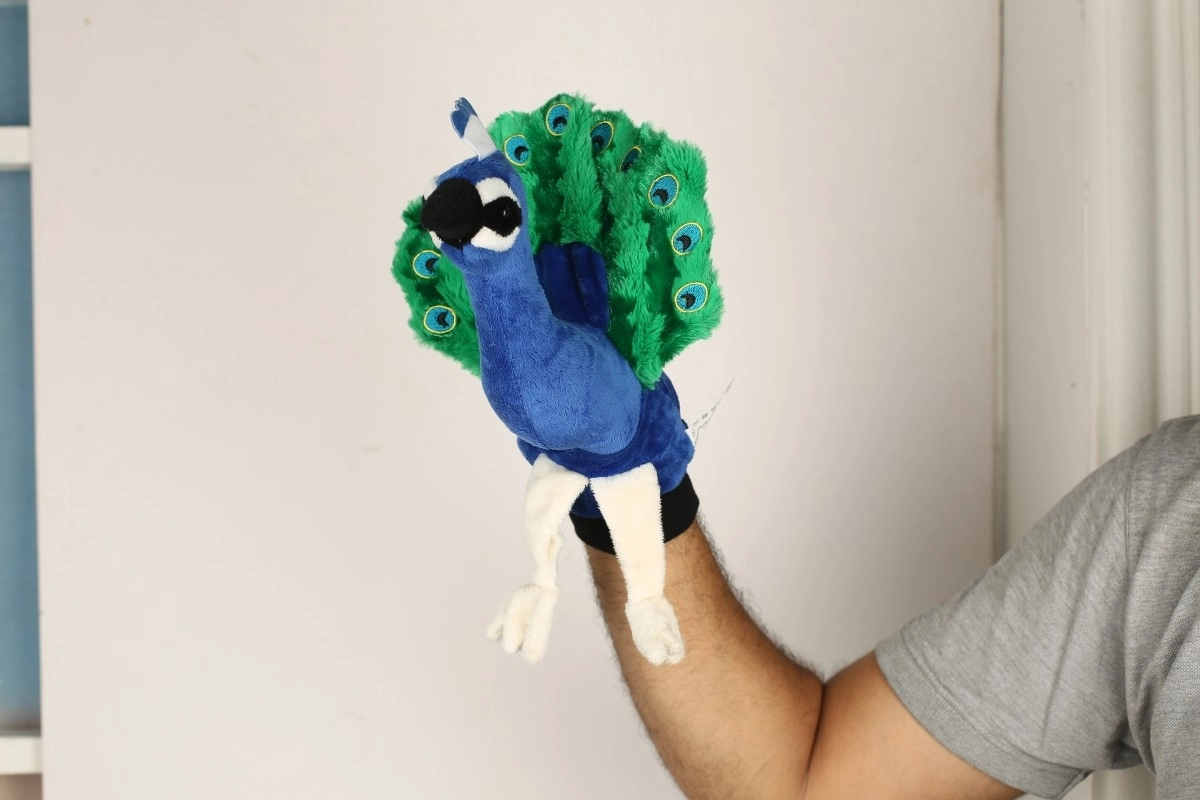 Softbuddies Peacock Puppet Soft Toys For Kids, 3M+, Multicolour