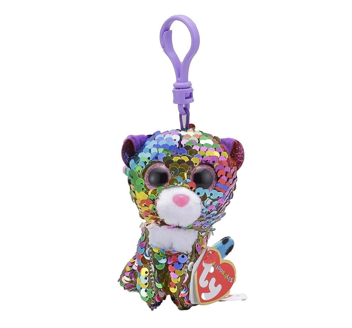 Ty DOTTY - Flippables Rainbow Leopard Clip Plush Accessories for Kids age 3Y+ - 8.5 Cm 