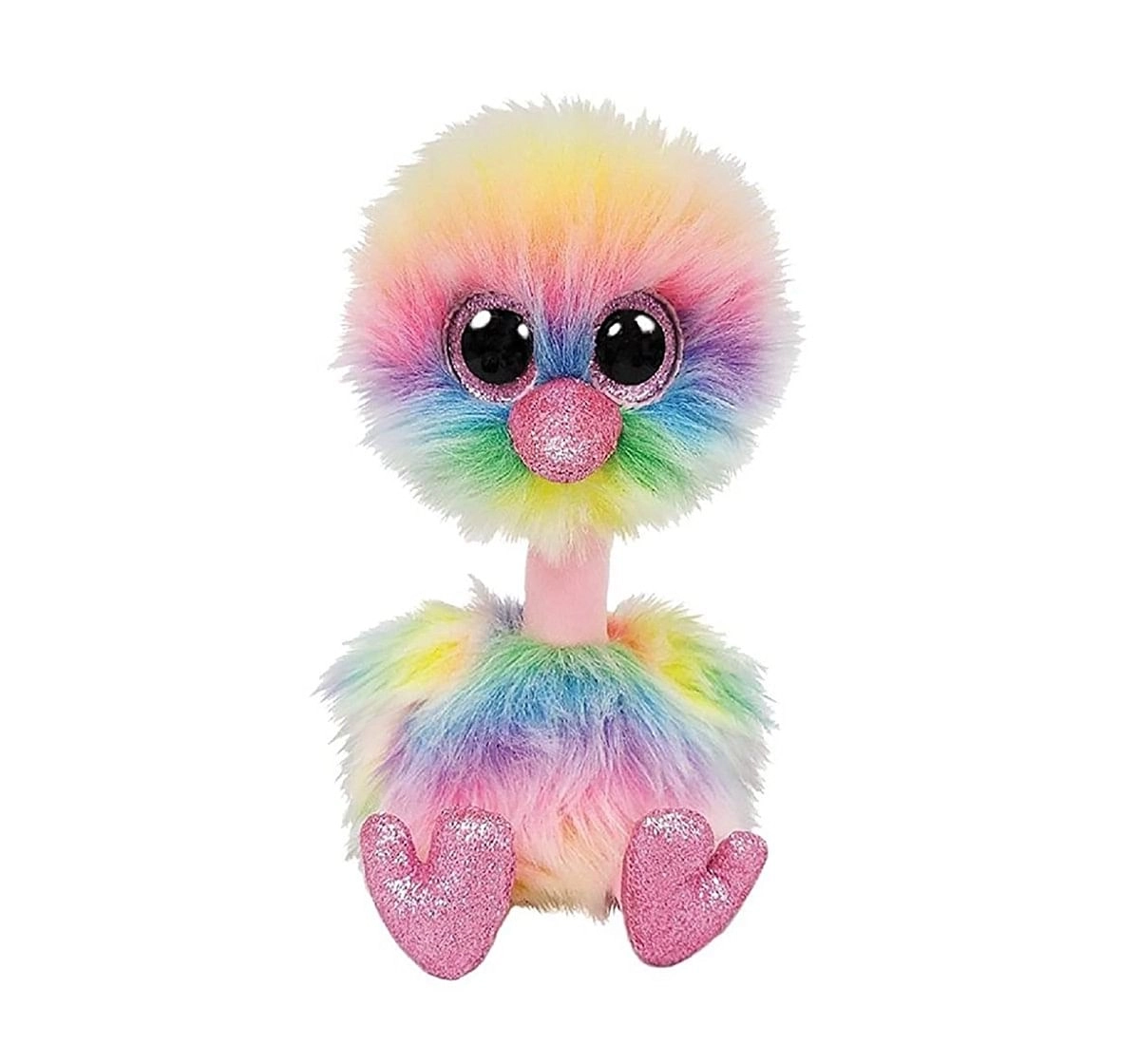 Ty ASHA - Rainbow Ostrich Medium Quirky Soft Toys for Kids age 3Y+ - 24 Cm 