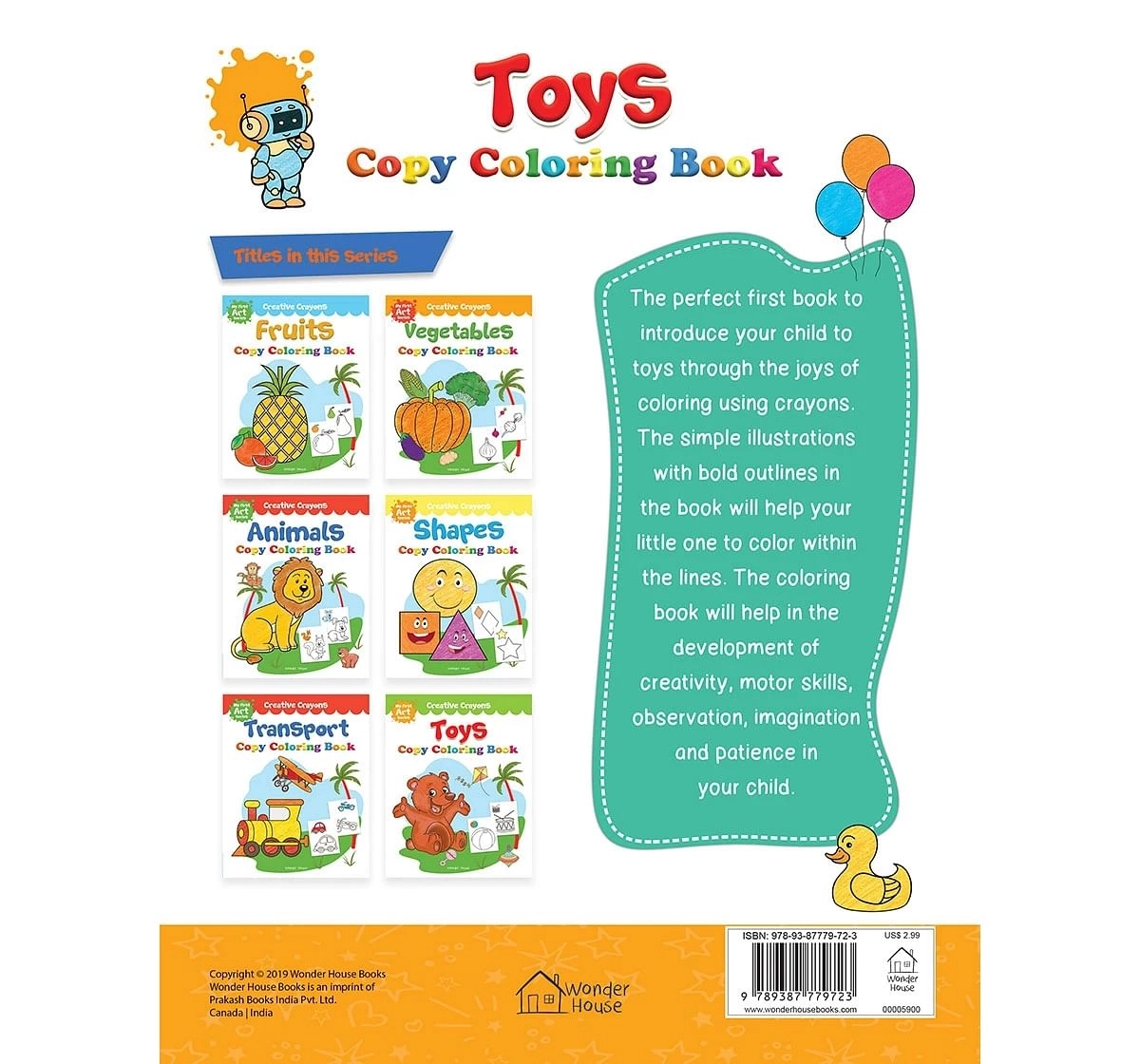Wonder House Books Colouring Book of Toys Crayons Series for kids 0M+, Multicolour