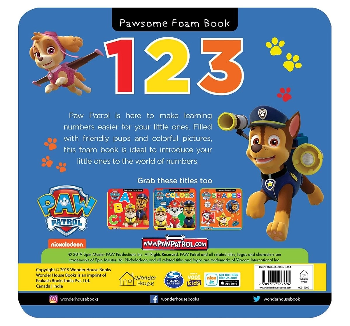 Wonder House Books Paw Patrol 123 Foam Book for kids 0M+, Multicolour