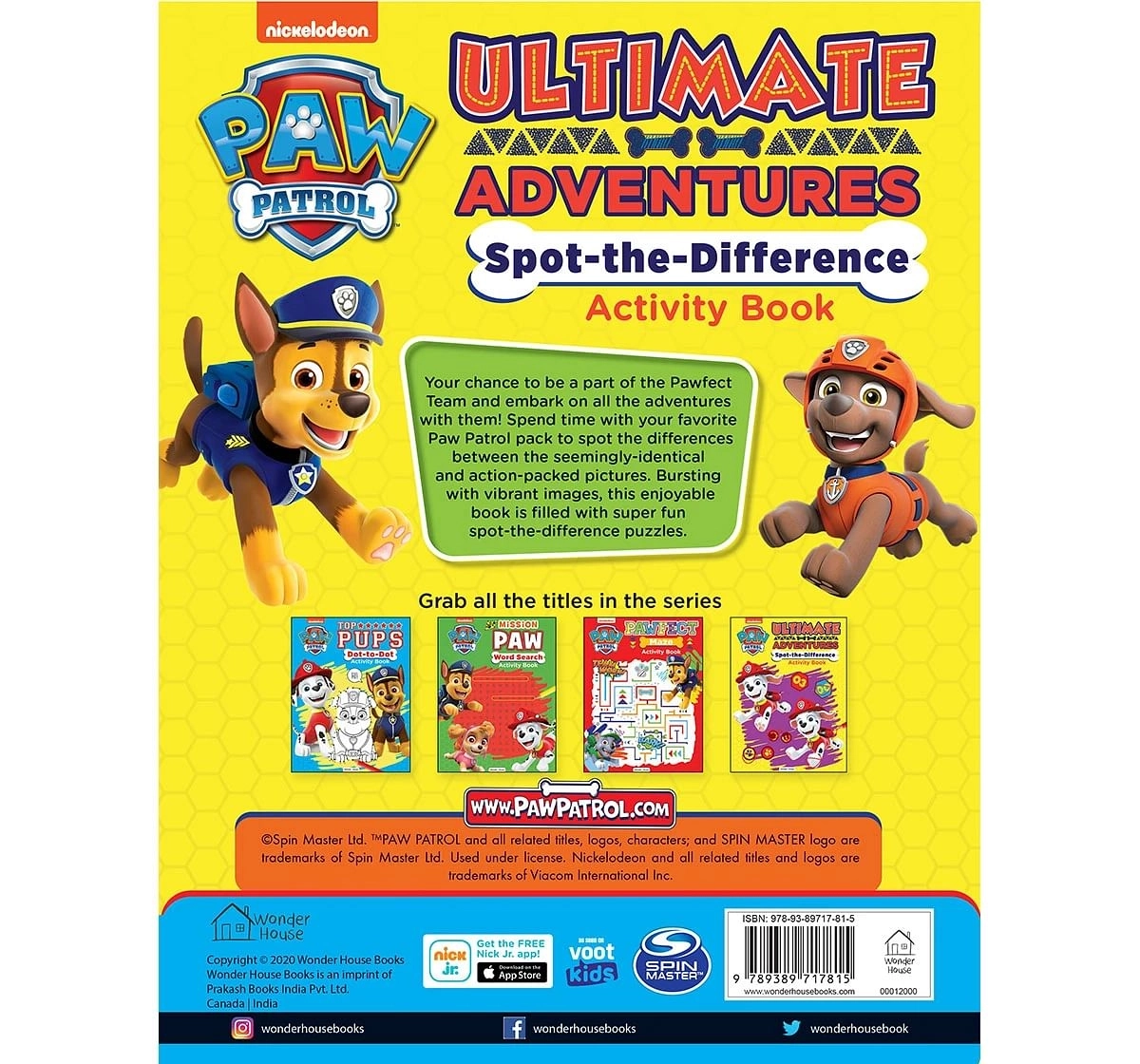 Wonder House Books Paw Patrol Ultimate Adventures Spot the Difference Activity Book for kids 3Y+, Multicolour