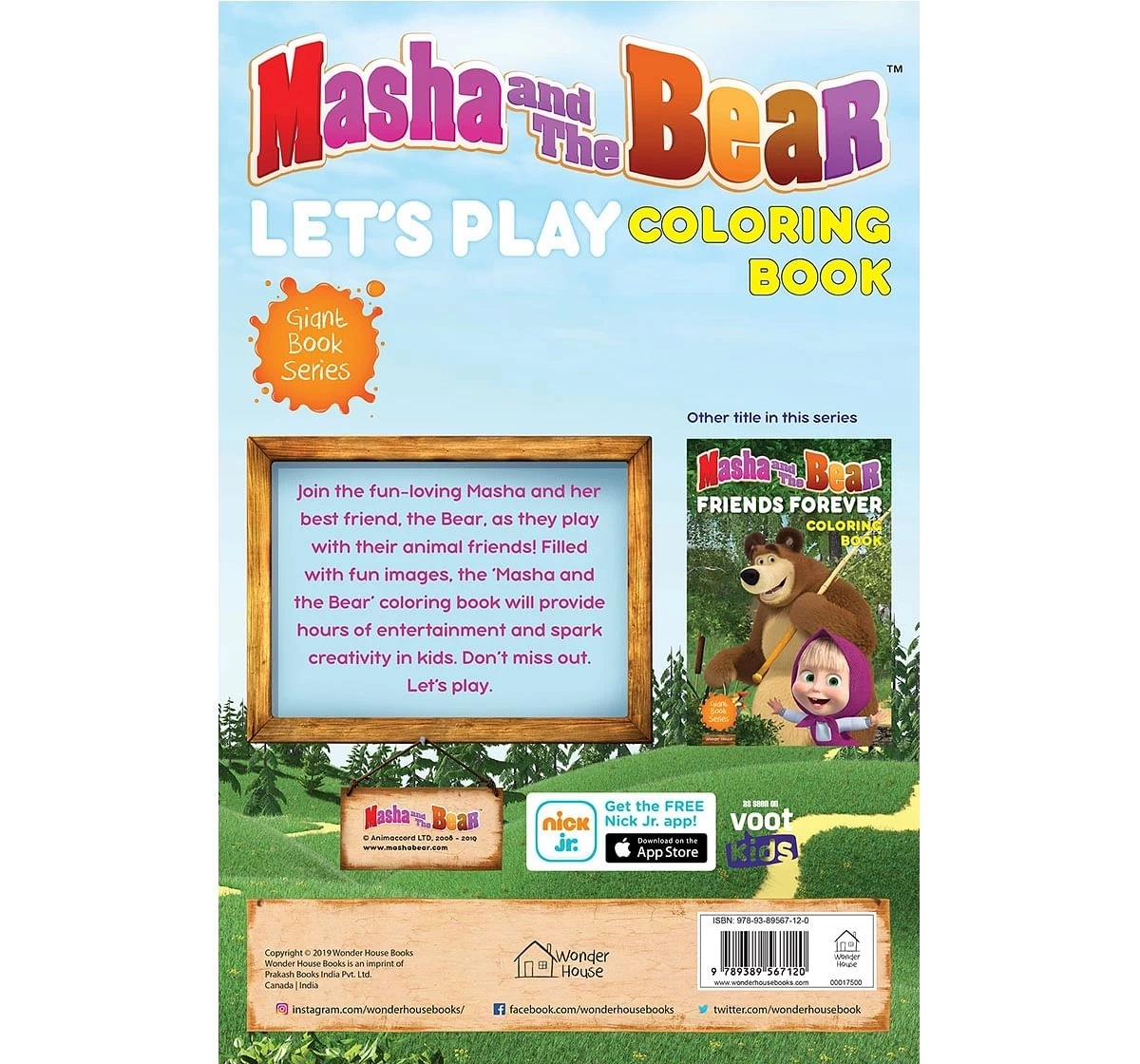 Wonder House Books Masha and the Bear Lets Play Giant Coloring Book for kids 3Y+, Multicolour