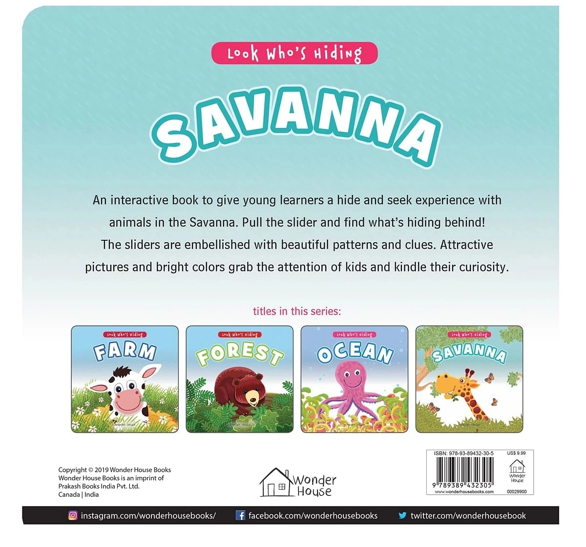 Wonder House Books Look Whos Hiding Savanna Pull the Tab Novelty Books for kids 0M+, Multicolour
