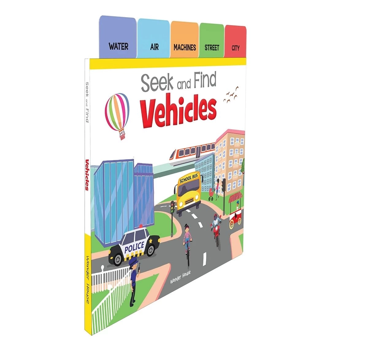 Wonder House Books Seek and Find Vehicles Early Learning Board Books With Tabs for kids 0M+, Multicolour