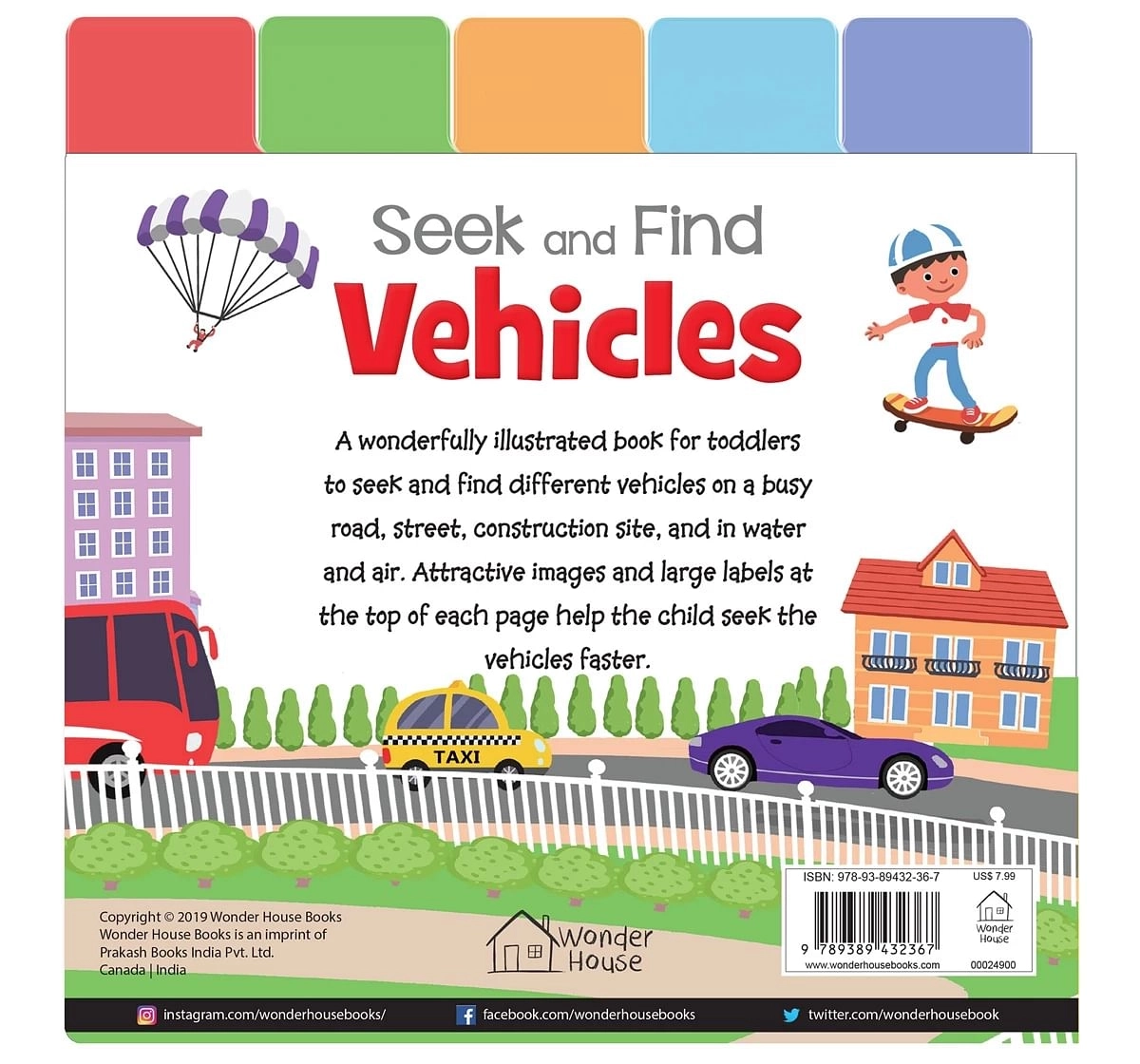 Wonder House Books Seek and Find Vehicles Early Learning Board Books With Tabs for kids 0M+, Multicolour