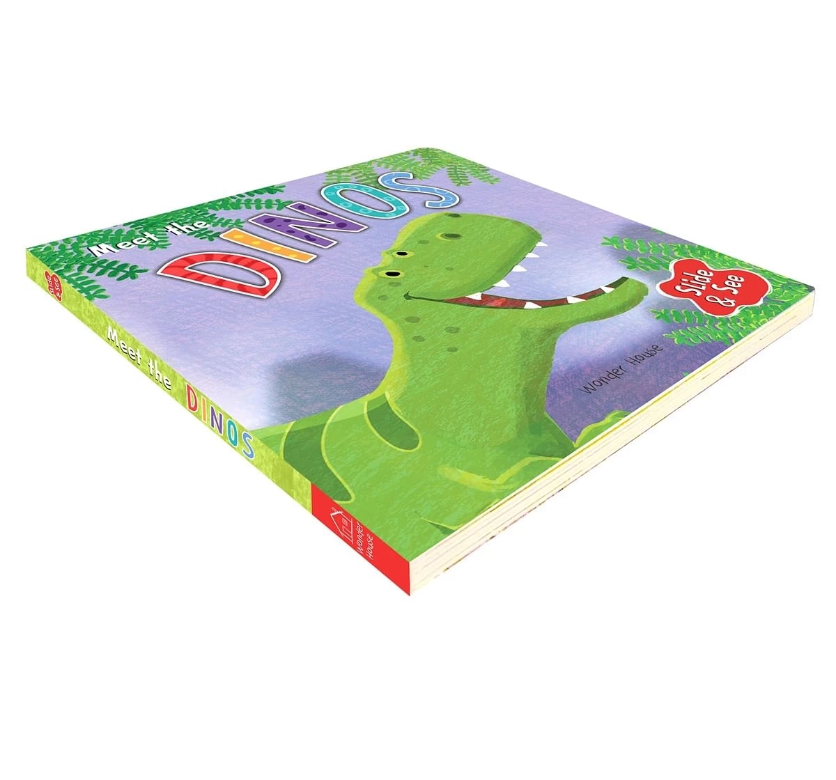 Wonder House Books Slide and See Meet the Dinos Sliding Novelty Board Book for kids 0M+, Multicolour