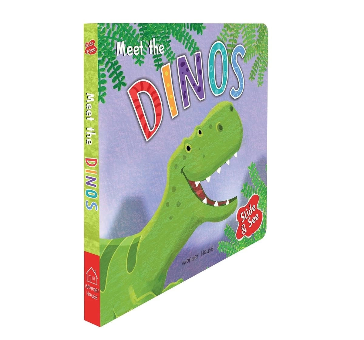 Wonder House Books Slide and See Meet the Dinos Sliding Novelty Board Book for kids 0M+, Multicolour