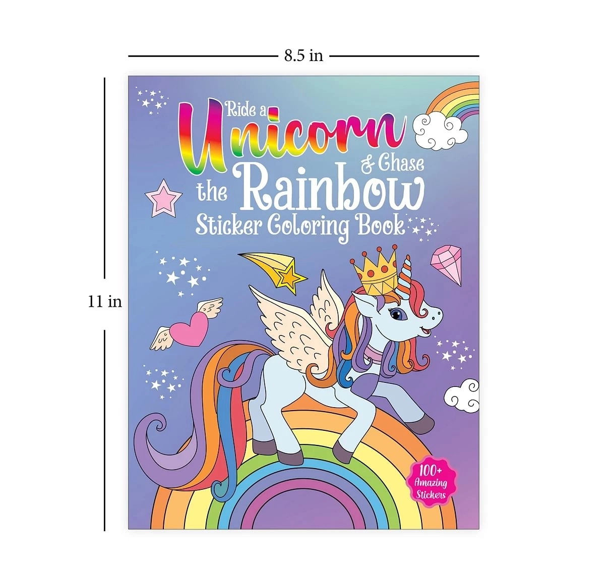 Wonder House Books Ride A Unicorn and Chase the Rainbow Coloring Book With 100+ Stickers for kids 3Y+, Multicolour