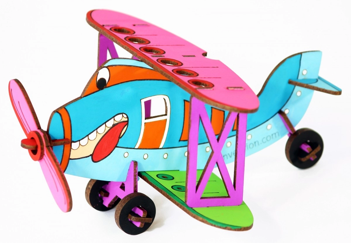 Funvention 3D Colouring Model Biplane DIY Puzzle Toy Pen Stand Utility  Multicolour 3Y+