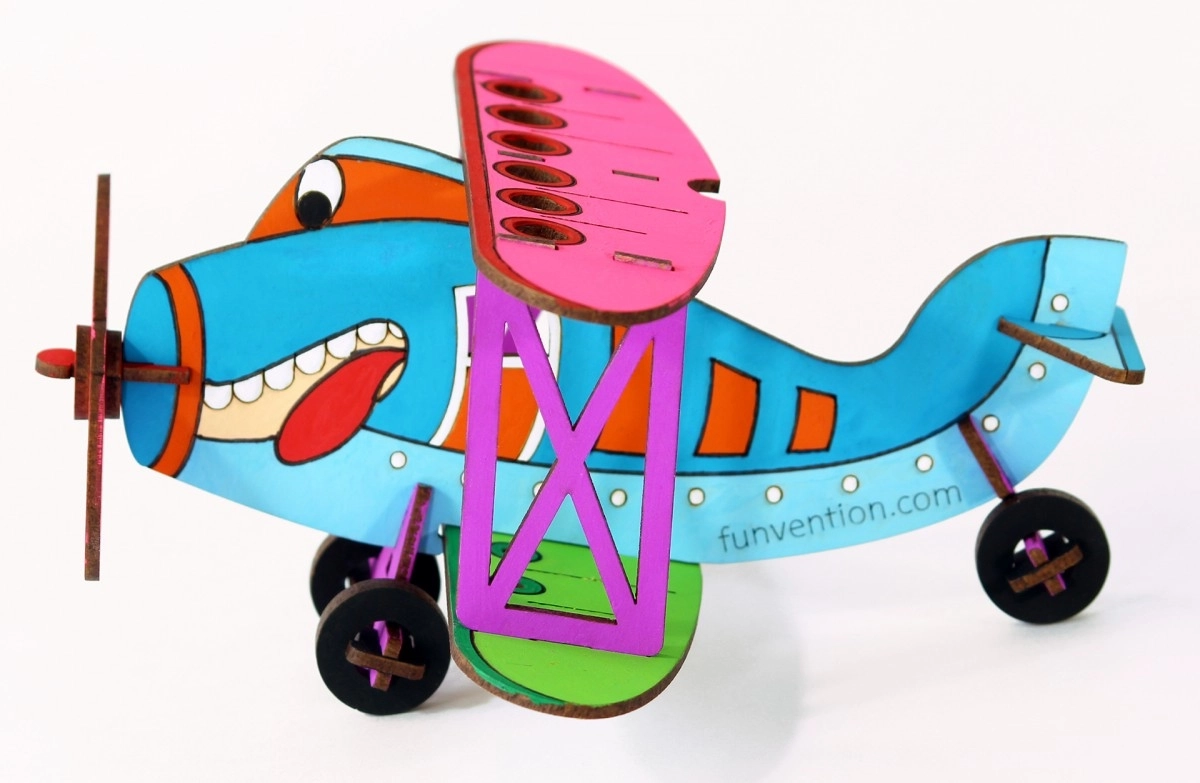 Funvention 3D Colouring Model Biplane DIY Puzzle Toy Pen Stand Utility  Multicolour 3Y+