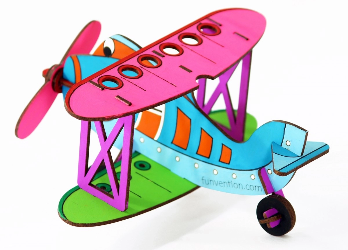 Funvention 3D Colouring Model Biplane DIY Puzzle Toy Pen Stand Utility  Multicolour 3Y+
