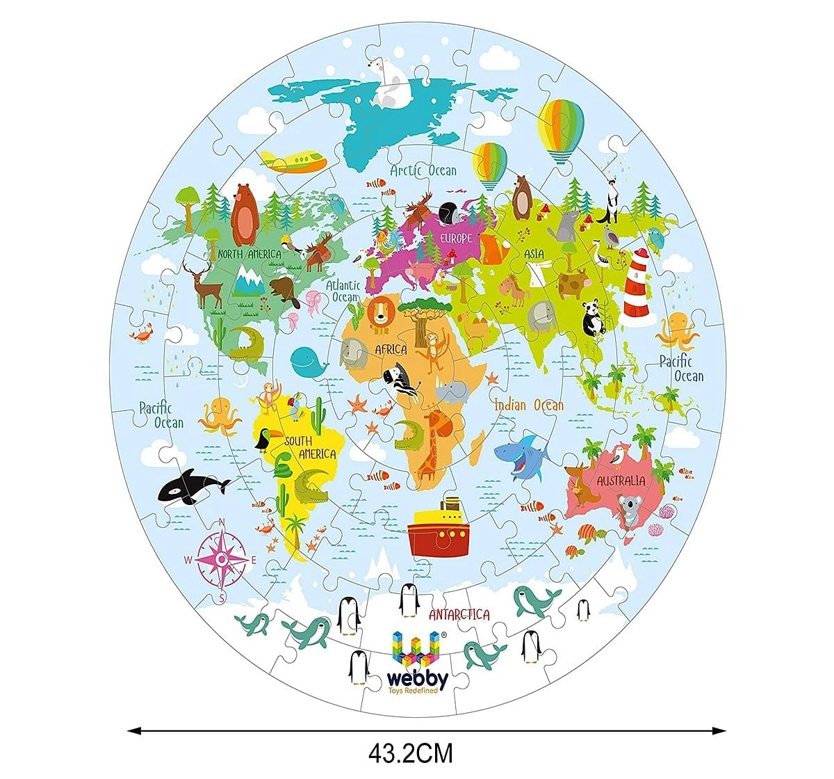 WebbyWebby World Map Jigsaw Floor Puzzle 60 Pcs,  3Y+(Multicolour)