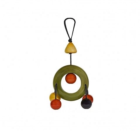 Folktales Handmade Wooden Dangler Ring 3 Plush Accessories for Kids age 0M+ - 2.032 Cm (Green)