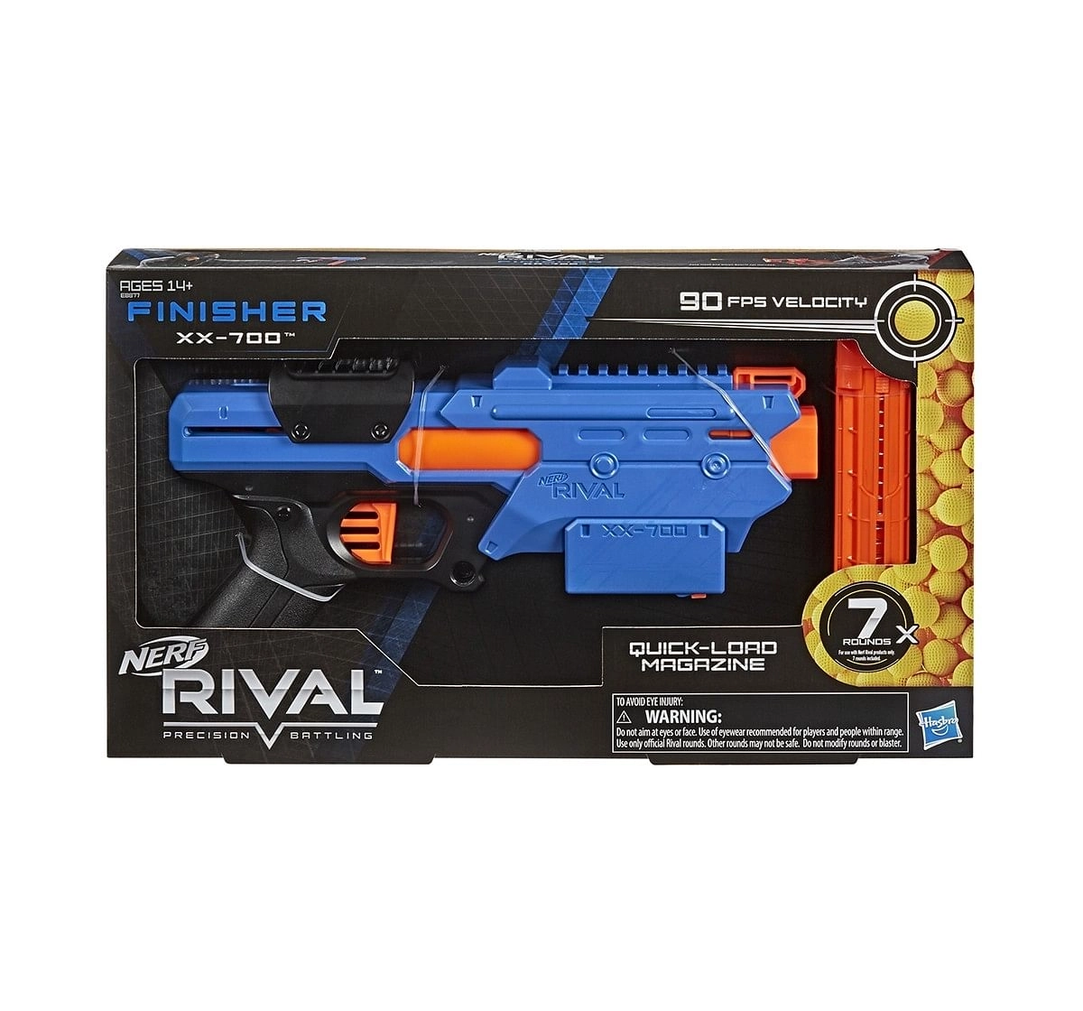 Nerf Rival Finisher XX-700 Blaster Toy Gun -- Quick-Load Magazine, Spring Action, Includes 7 Official Nerf Rival Rounds -- Team Blue Blasters for Kids age 14Y+ 