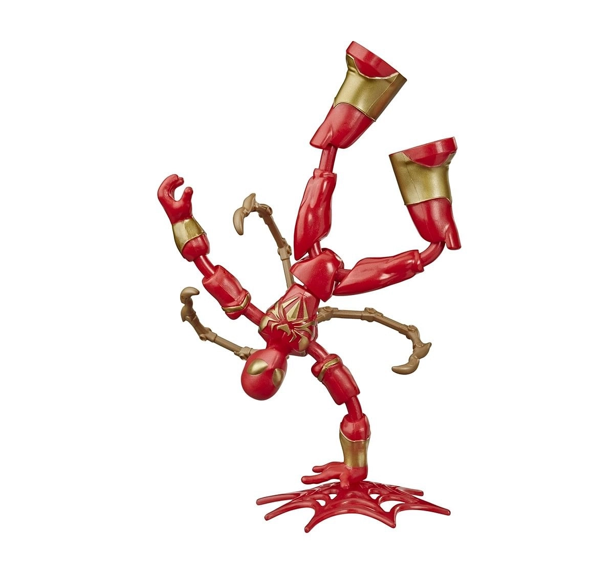 Marvel Spider-Man Bend and Flex Iron Spider Action Figure Toy, 6-Inch Flexible Figure, Includes Blast Accessories, For Kids Ages 4 And Up 