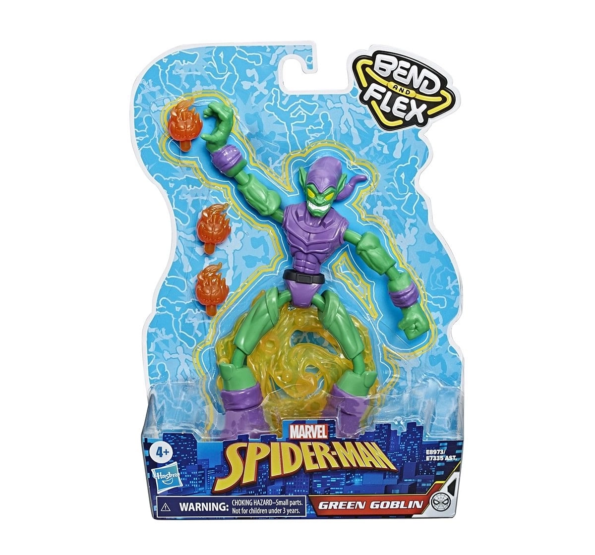 Marvel Spider-Man Bend and Flex Green Goblin Action Figure Toy, 6-Inch Flexible Figure, Includes Blast Accessories, For Kids Ages 4 And Up 