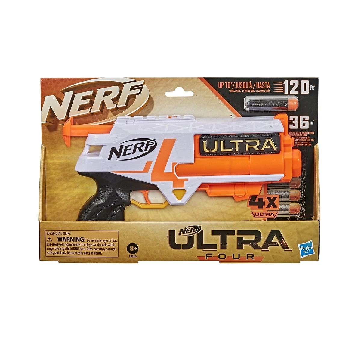 Nerf Ultra Four Dart Blaster -- 4 Nerf Ultra Darts, Single-Shot Blasting, 2-Dart Storage -- Compatible Only with Nerf Ultra Darts Blasters for age 8Y+ 
