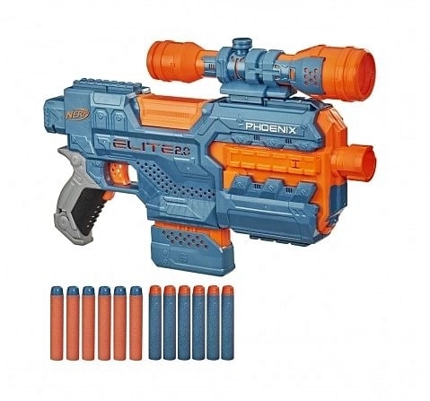 Nerf Elite 2.0 Phoenix CS-6 Motorized Blaster, 12 Official Nerf Darts, 6-Dart Clip, Scope, Tactical Rails, Barrel and Stock Attachment Points Blasters for age 8Y+ 