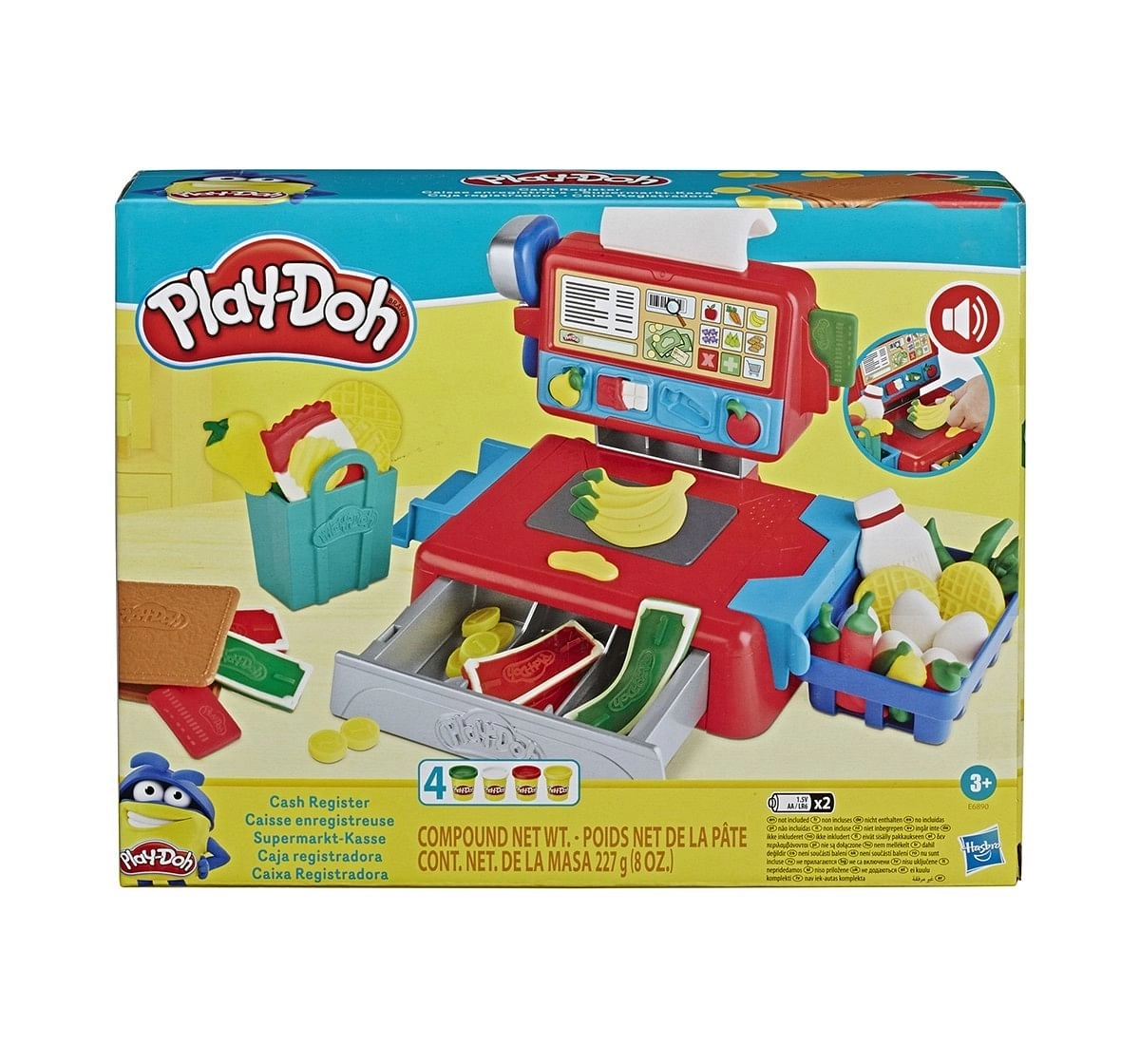 Play-Doh Cash Register Toy for Kids 3 Years and Up with Fun Sounds, Play Food Accessories, and 4 Non-Toxic Play-Doh Colors   Clay & Dough for Kids age 3Y+ 