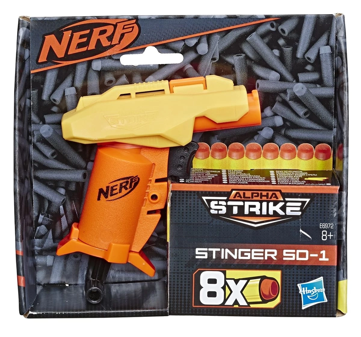 Nerf Alpha Strike Stinger SD 1 Blaster Single Fire Pullback Priming Handle for Kids 8Y+, Multicolour