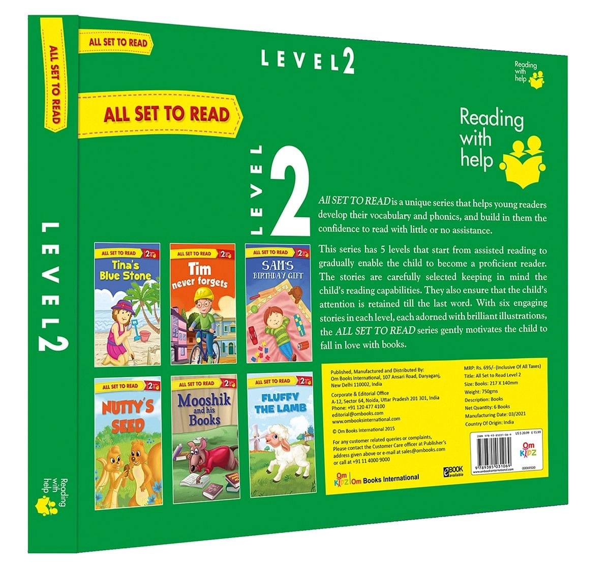 All Set To Read- Readers Level 2- Assisted Reading With Slightly Longer Sentences- Readers- 6 Books In A Green Box, 192 Pages Book By Om Books Editorial Team, Paperback