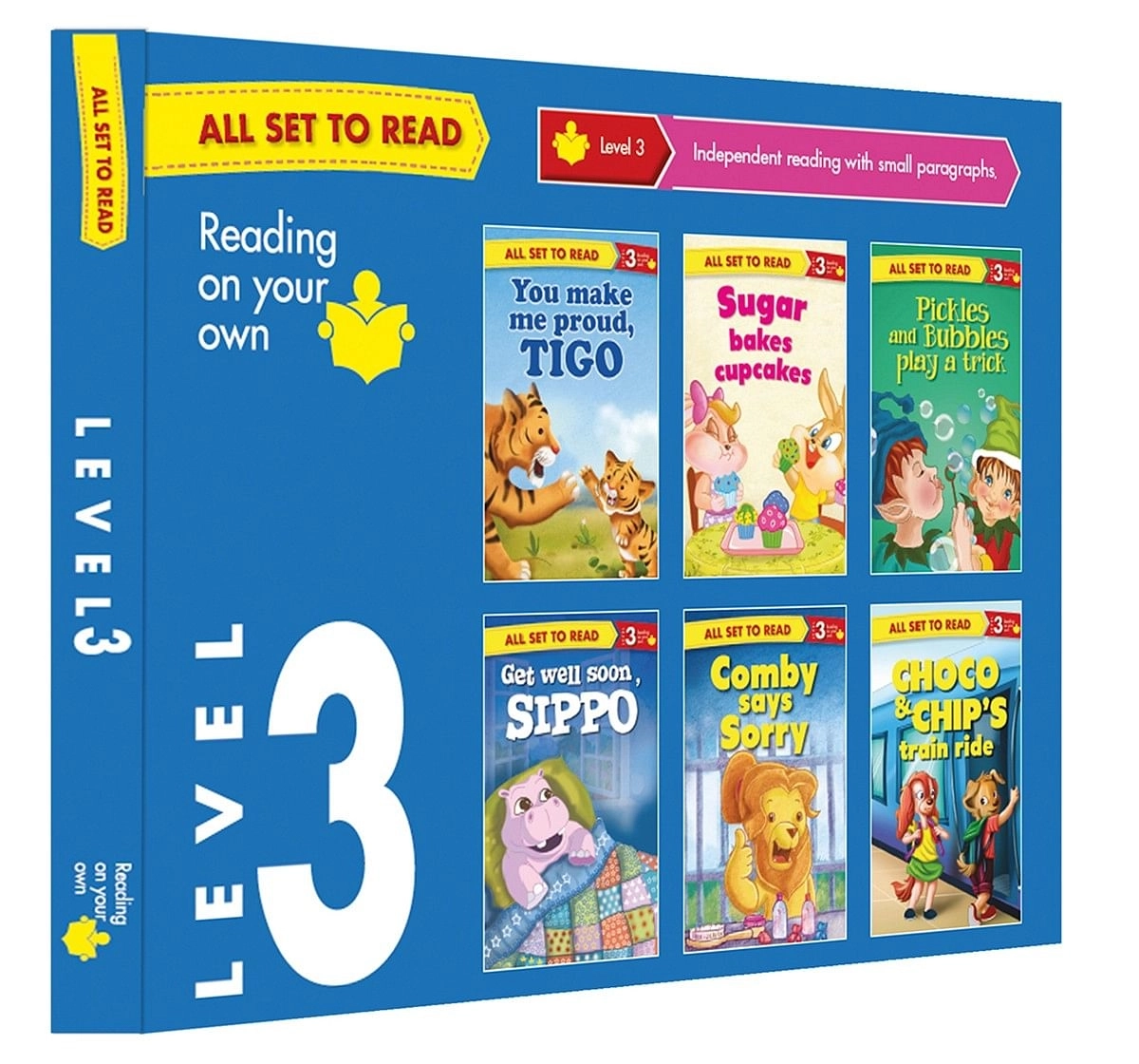 All Set To Read- Readers Level 3- Independent Reading With Small Paragraphs- Readers- 6 Books In A Blue Box, 192 Pages Book By Om Books Editorial Team, Paperback