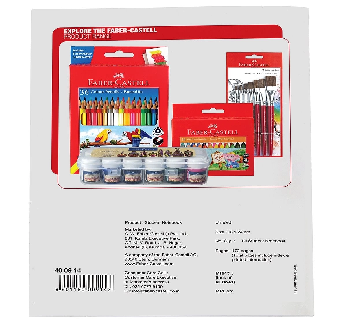 Faber-Castell 172 pg unruled, 6Y+