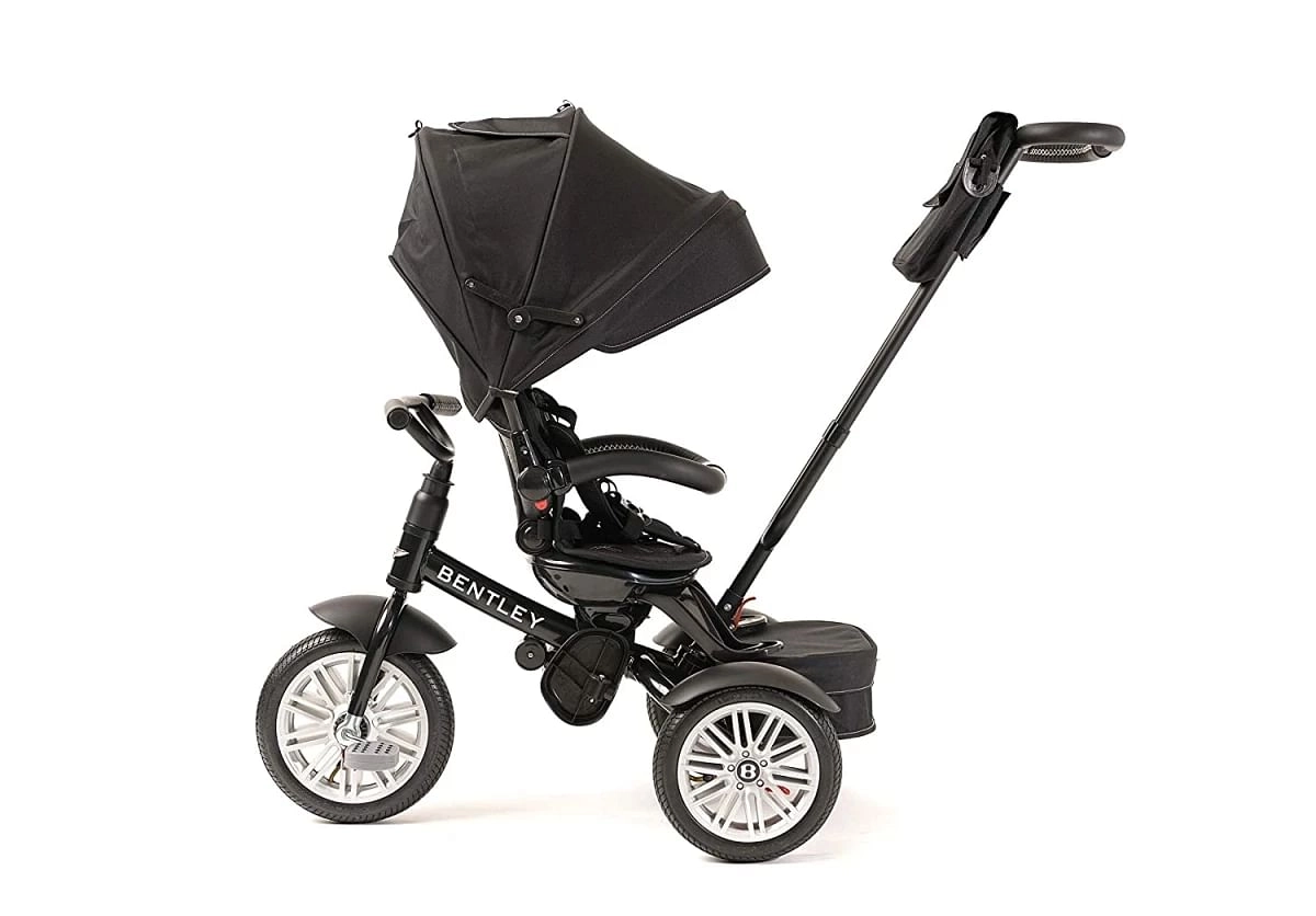 Bentley 6 In 1 Stroller/Trike/Tricycle, With Push Handle & Adjustable Canopy, Black