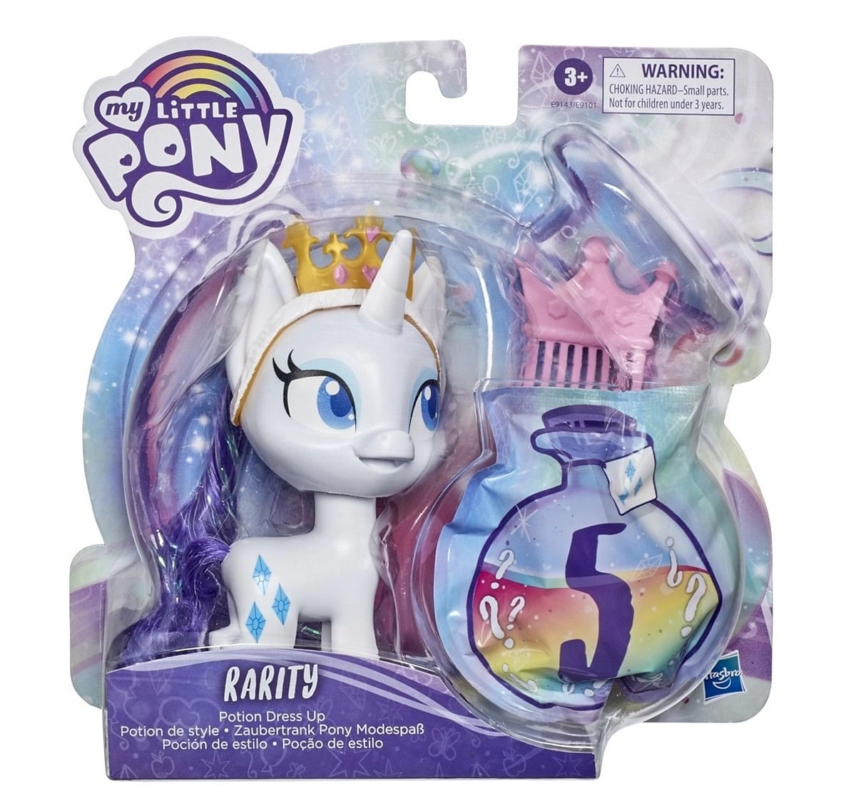 My Little Pony Rarity Potion Dress Up Figure 5 Inch White Pony Toy with DressUp Fashion Accessories Brushable Hair and Comb Multicolor 3Y+