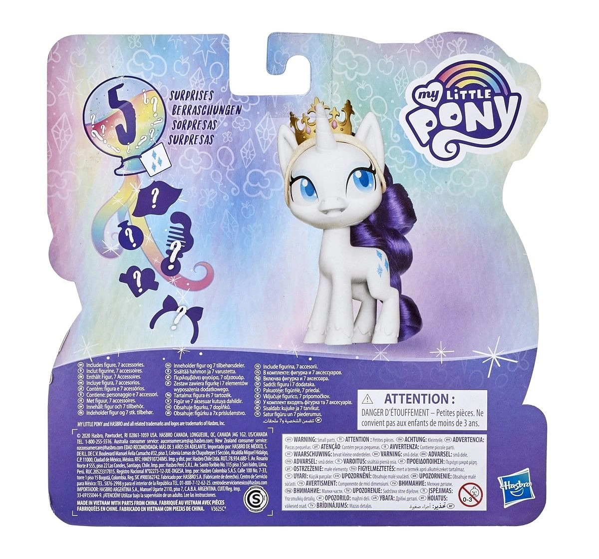 My Little Pony Rarity Potion Dress Up Figure 5 Inch White Pony Toy with DressUp Fashion Accessories Brushable Hair and Comb Multicolor 3Y+